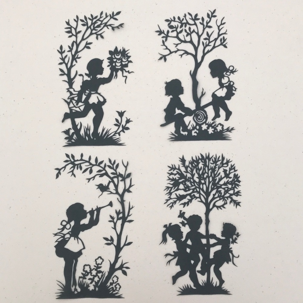 Happy Childhood 🔥 SET 💖 Handmade PaperCut Silhouette Scherenschnitte 🔥